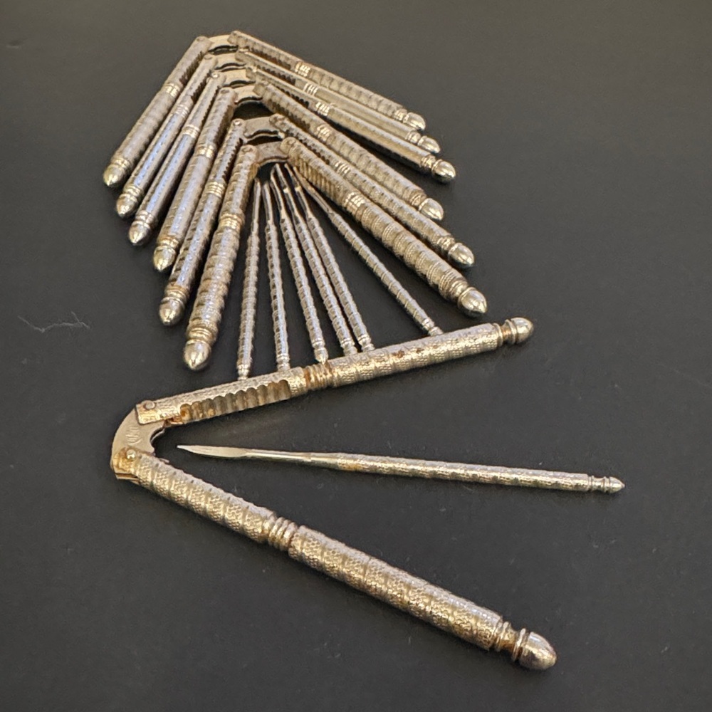 Vintage Brass Nutcracker & Pick Set 14 Pieces, Seafood & Nut Tools, Set for 7 - Picture 2 of 5